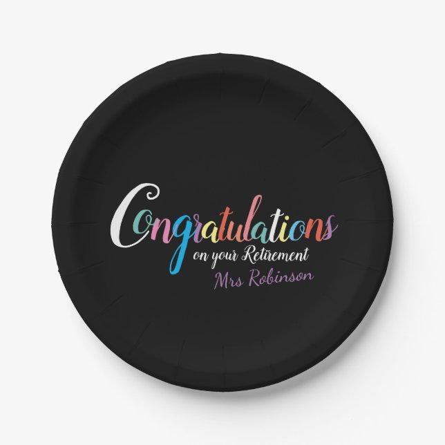 Prato De Papel Parabéns de aposentadoria de professores (Frente)