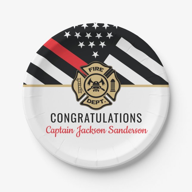 Prato De Papel Parabéns do Sinalizador da Linha Vermelha do Bombe (Frente)