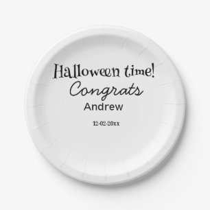 Prato De Papel Parabéns no Halloween adicionar nome data ano grad