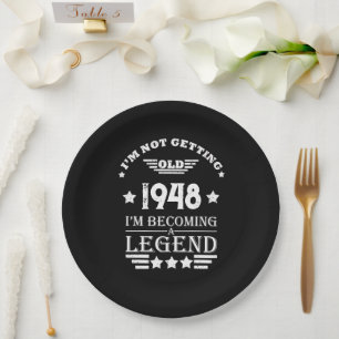 Prato De Papel Paradeiro branco preto personalizado, 75 anos