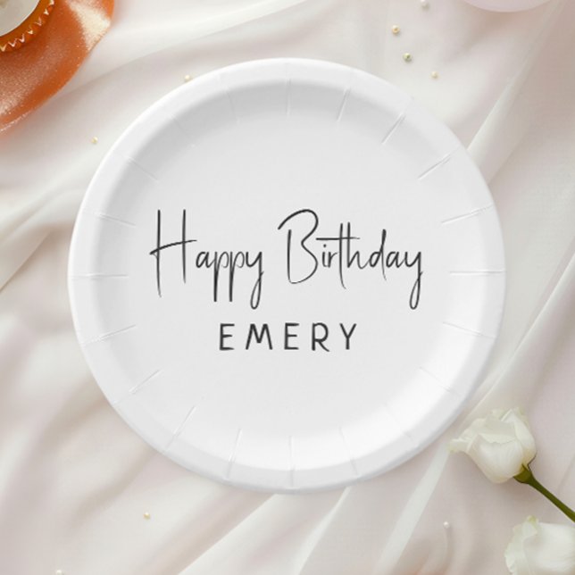 Prato De Papel Paraíso Mínimo De Gênero Neutro De Feliz Aniversár (Criador carregado)