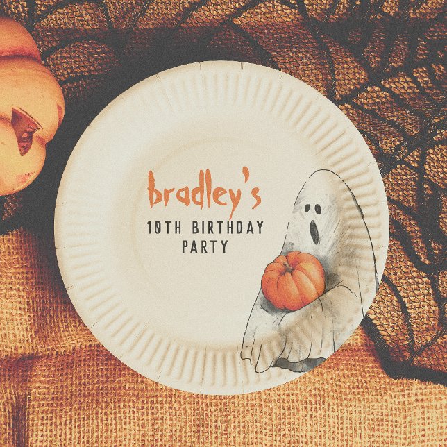 Prato De Papel Parceiro Spooktacular Halloween Ghost Boy Birthday (Criador carregado)
