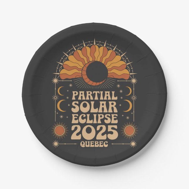 Prato De Papel Parcial Solar Eclipse 2025 Quebec Canadá (Frente)
