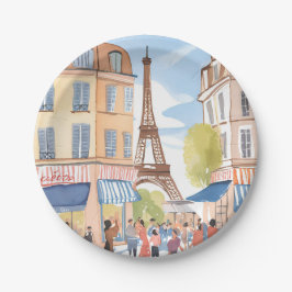 Prato De Papel Paris França Torre Eiffel Aquarela Viagem