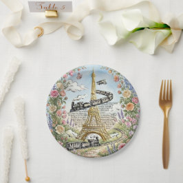 Prato De Papel Paris, Torre Eiffel, Arte Francês Romântico