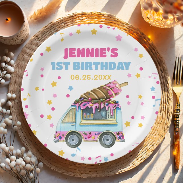 Prato De Papel Parte primeiro aniversario sorvete (Criador carregado)