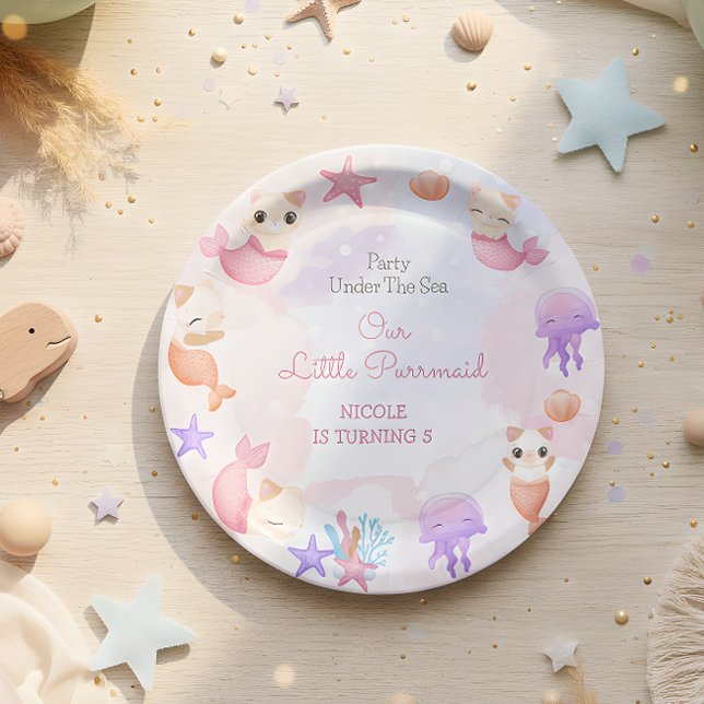 Prato De Papel Parteira de gato e sereia (Criador carregado)