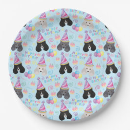 Prato De Papel Parti Poodle Birthday Party Paper Plates Blue