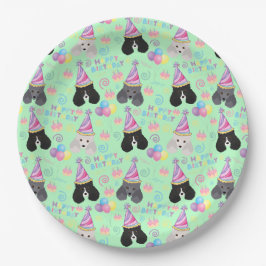 Prato De Papel Parti Poodle Birthday Party Paper Plates Green