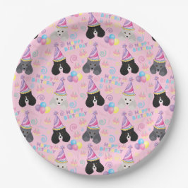 Prato De Papel Parti Poodle Birthday Party Paper Plates Pink