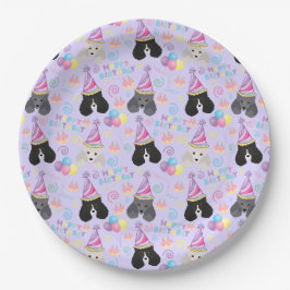 Prato De Papel Parti Poodle Birthday Party Paper Plates Purple