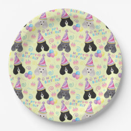 Prato De Papel Parti Poodle Birthday Party Paper Plates Yellow