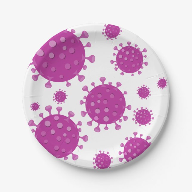 Prato De Papel Partícula Viral Roxa (Frente)