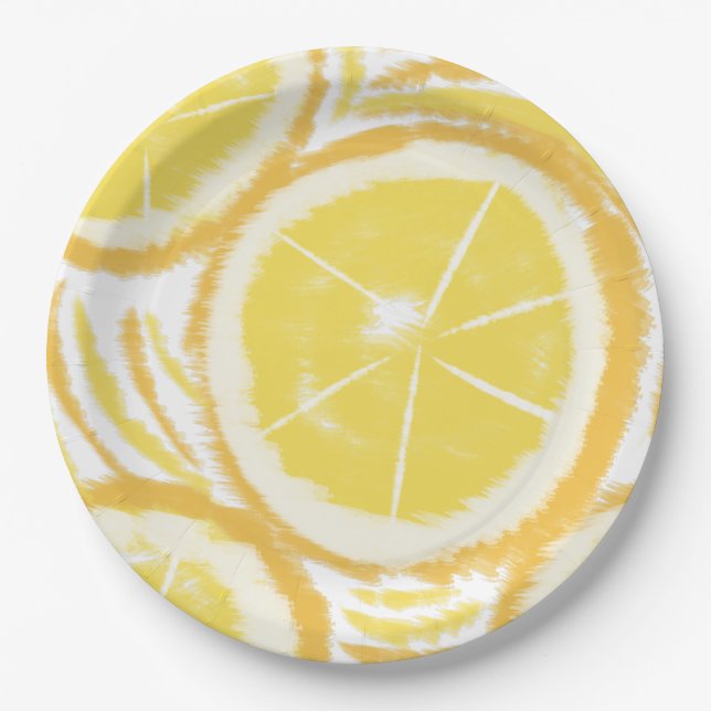 Prato De Papel Partido Abstrato Lemon Swirl (Frente)