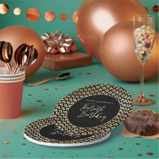 Prato De Papel Partido aniversário de 30 anos de Script Dourado e