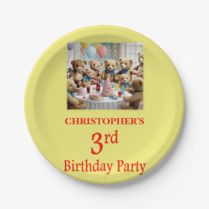 Prato De Papel Partido aniversário de 3 anos