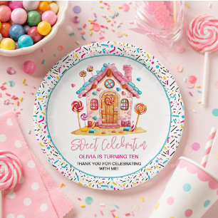 Prato De Papel Partido Aniversário de criança da Candyland Sweet
