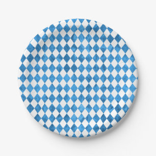 Prato De Papel Partido Bávaro do Oktoberfest Flag Blue Watercolor