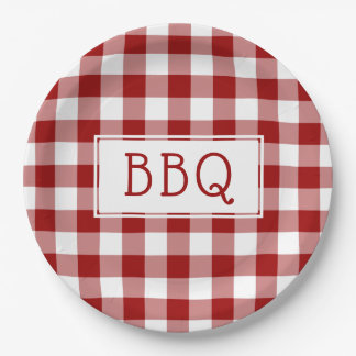 Prato De Papel Partido Clássico de CHURRASCO de Padrão de Gingham