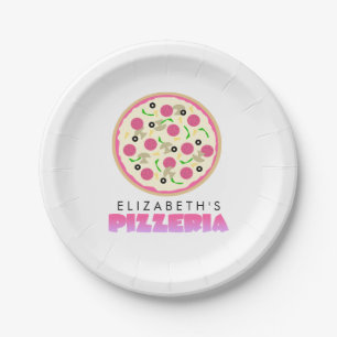 Prato De Papel Partido cor-de-rosa e roxo da pizza