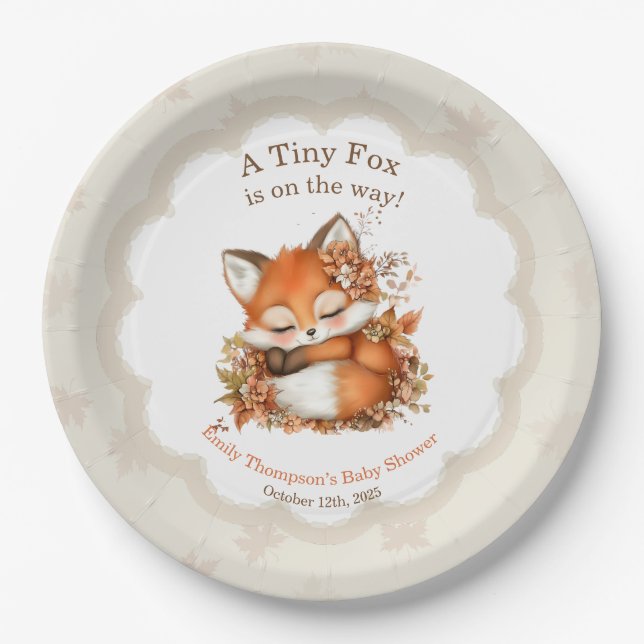 Prato De Papel Partido Cozy Autumn Fox Chá de fraldas Cozy Woodla (Frente)