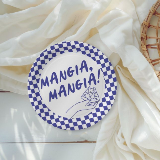 Prato De Papel Partido da Pizzaria Italiana Azul Moderna (Criador carregado)