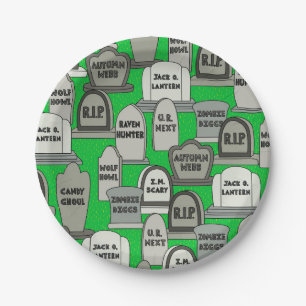 Prato De Papel Partido das lápides do Dia das Bruxas engraçado