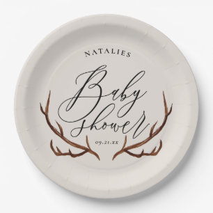 Prato De Papel Partido de chá de fraldas rústico dos antlers do