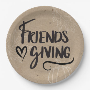 Prato De Papel Partido de comensal de Kraft Friendsgiving