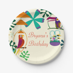 Prato De Papel Partido de Luau do vintage da festa de aniversário