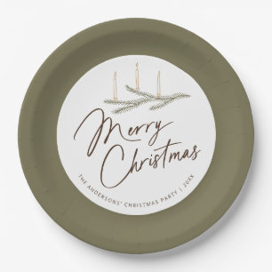 Prato De Papel Partido de Natal Personalizado Rustic Pine