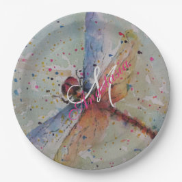 PRATO DE PAPEL PARTIDO DELICADO DO MONOGRAMA DA MOSCA DO DRAGÃO