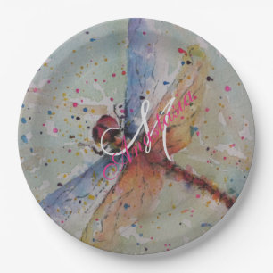 PRATO DE PAPEL PARTIDO DELICADO DO MONOGRAMA DA MOSCA DO DRAGÃO