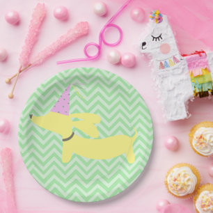 Prato De Papel Partido do cão do Wiener do Dachshund