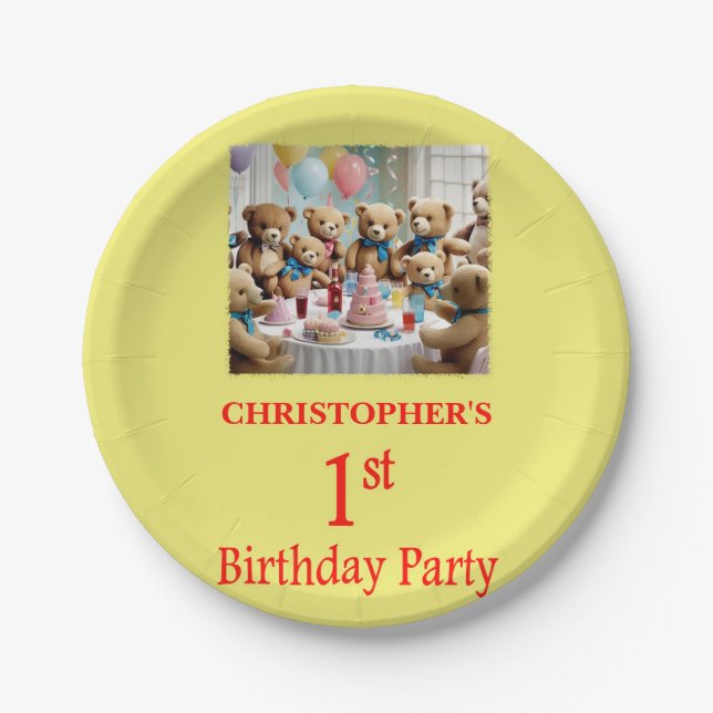 Prato De Papel Partido do primeiro aniversario (Frente)