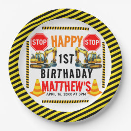 Prato De Papel Partido do primeiro aniversario de Caminhão de Con
