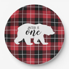 Prato De Papel Partido do primeiro aniversario de Padrão de Xadre