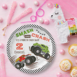 Prato De Papel Partido do segundo aniversário de Caminhão Monstro