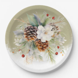 Prato De Papel Partido Elegante do Chá de fraldas Evergreen Winte