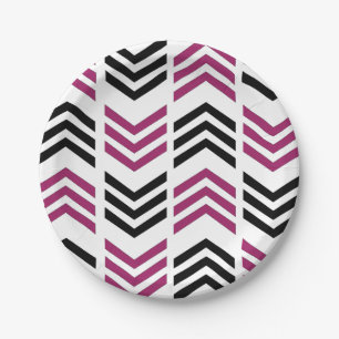 Prato De Papel Partido Geométrico Puro Black Chevron