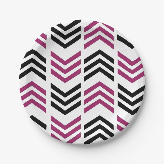 Prato De Papel Partido Geométrico Puro Black Chevron (Frente)