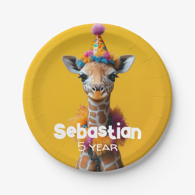 Prato De Papel Partido Giraffe Extravaganza (Frente)