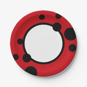 Prato De Papel Partido Ladybug Spots