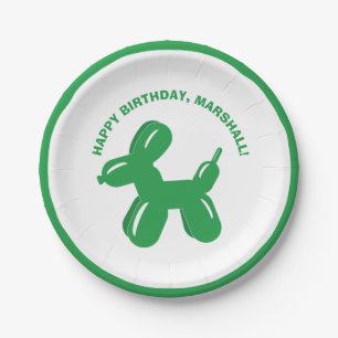 Prato De Papel Partido Personalizado Animal do Green Dog Balloon