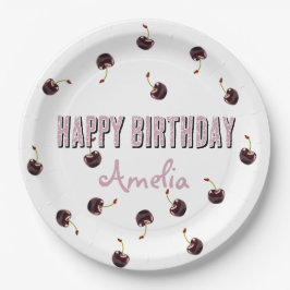 Prato De Papel Partido Personalizado da Cereja Escura