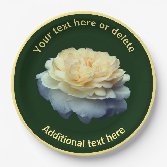 Prato De Papel Partido Personalizado da Flor de Rosa Amarela Eleg (Frente)