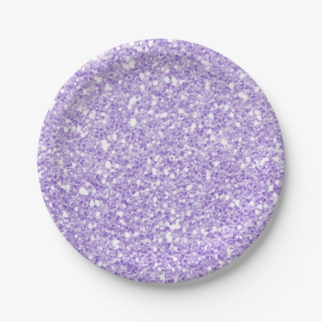 Prato De Papel Partido Personalizado Glitter Glitter Glitter Purp (Frente)
