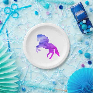 Prato De Papel Partido Pôneo de Pintura de Cavalo Roxo