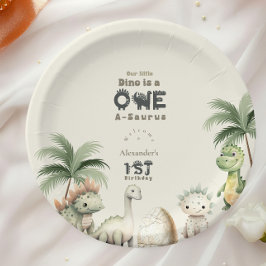 Prato De Papel Partido primeiro aniversario Dinossauro