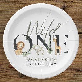 Prato De Papel Partido primeiro aniversario Wild One Safari